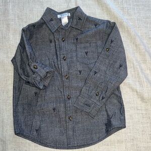 Janie and Jack Chambray Lobster shirt. Button down, cuff sleeves with buttons.